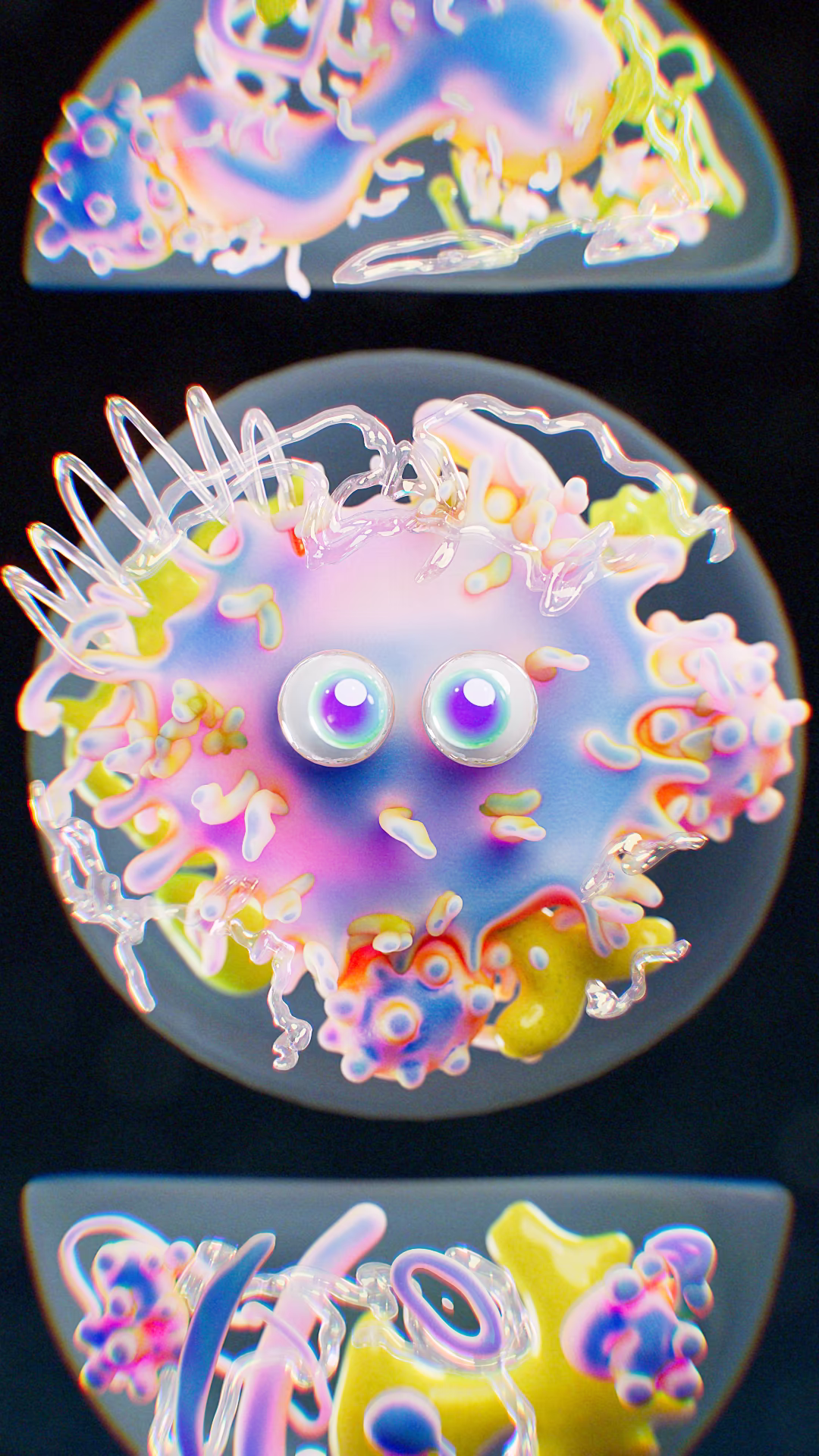 Closeup render of bacteria vr sculpt illustration.
