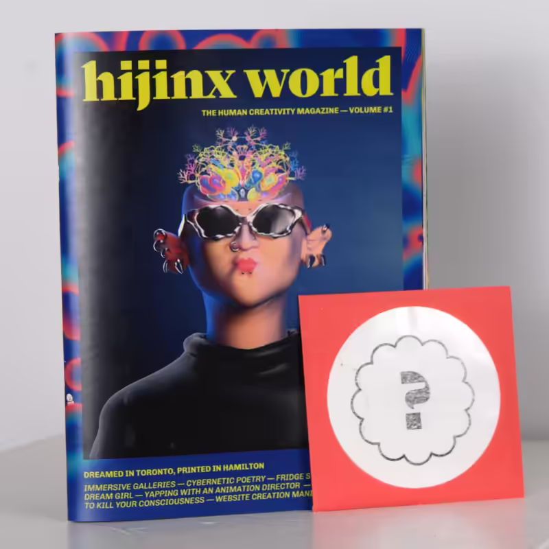 The secret message envelope sitting next to Hijinx World Magazine