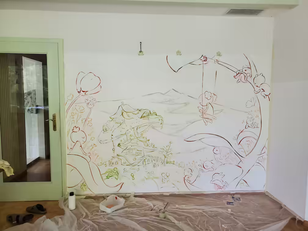Outline sketch of mural
